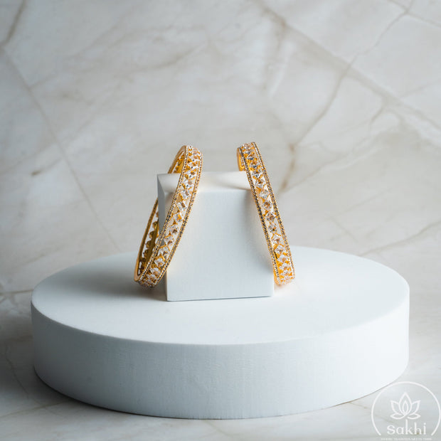 Statement CZ Triple-Row Bangles (Set of 2)