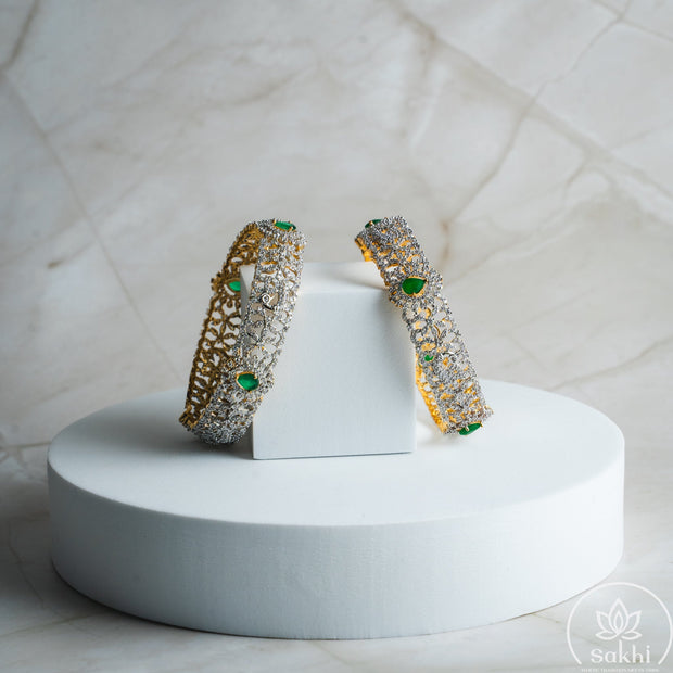 Emerald Bloom Diamond Bangles (Set of 2)