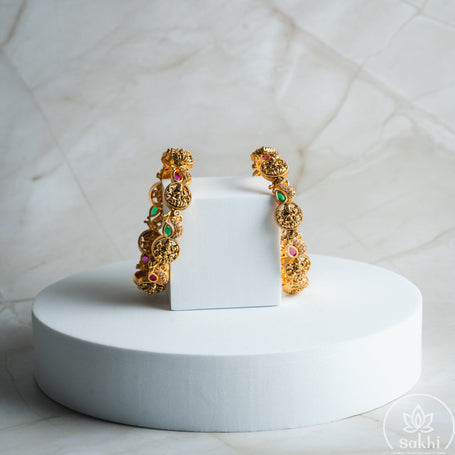 Antique Lakshmi and Peacock Bangles (Set of 2)