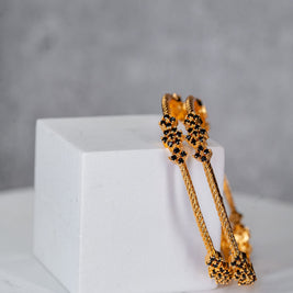 Gold Plated Black Stone Designer Bangles (Pair)