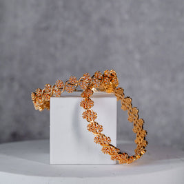 Gold Plated Floral CZ Designer Bangles (Pair)
