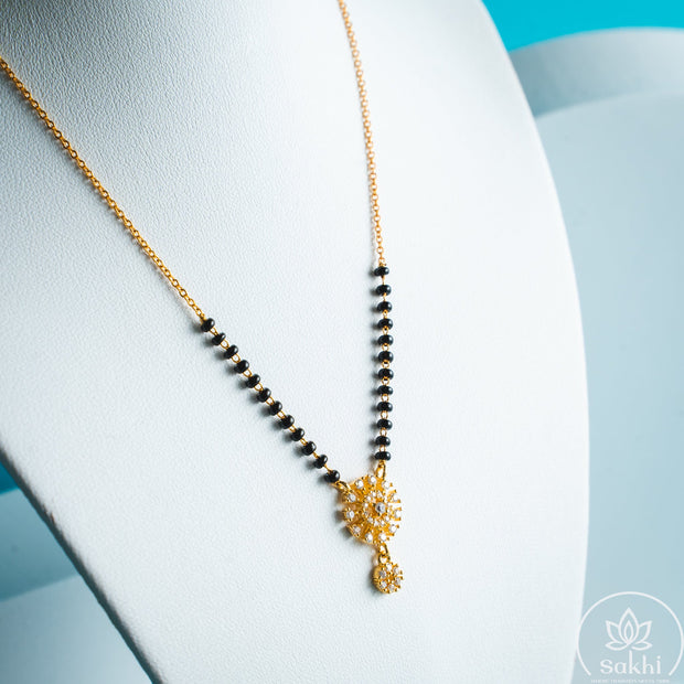 Dainty Drop Black Beads Necklace