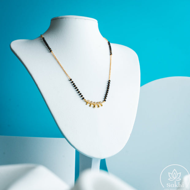 Golden Bloom Black Beads Necklace