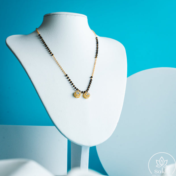 Twin Sparkle Black Beads Necklace