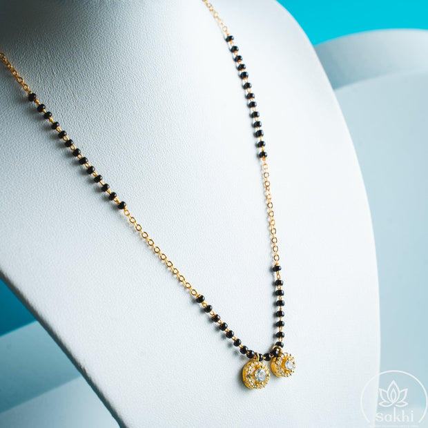 Twin Sparkle Black Beads Necklace