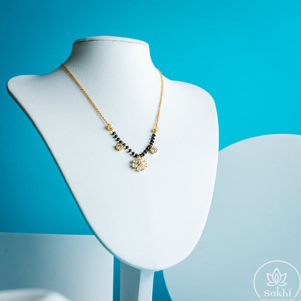 Radiant Drop Trio Black Beads Necklace