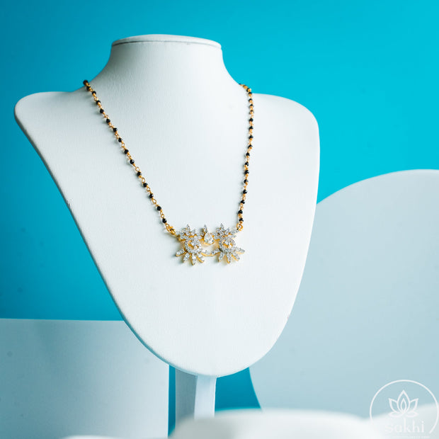 Twin Starburst Black Beads Necklace