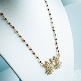 Twin Starburst Black Beads Necklace