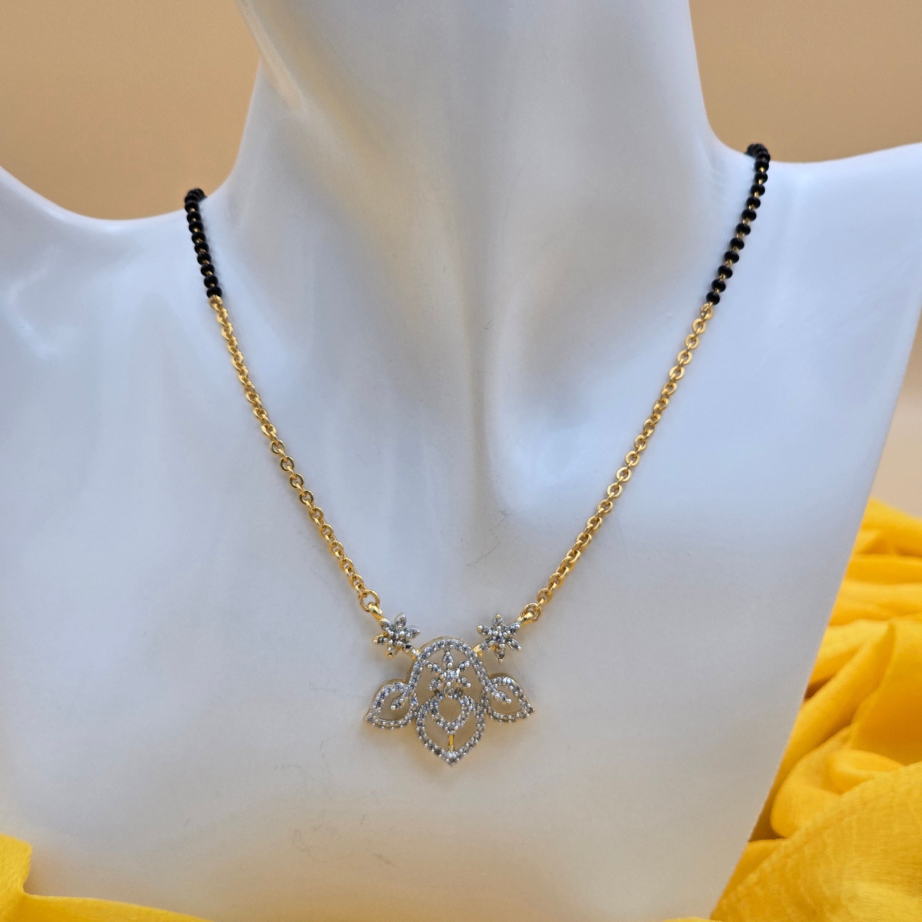 Floral Paisley Black Beads Necklace