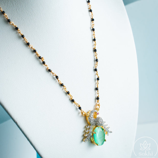 Mint Drop Elegance Black Beads Necklace