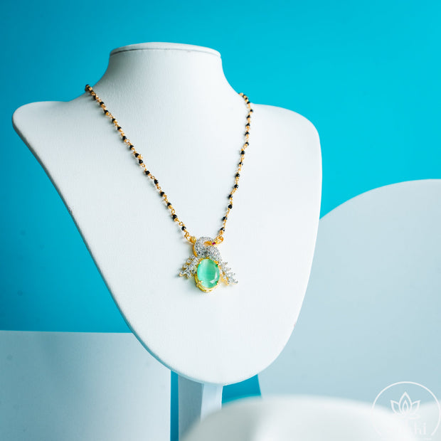 Mint Drop Elegance Black Beads Necklace