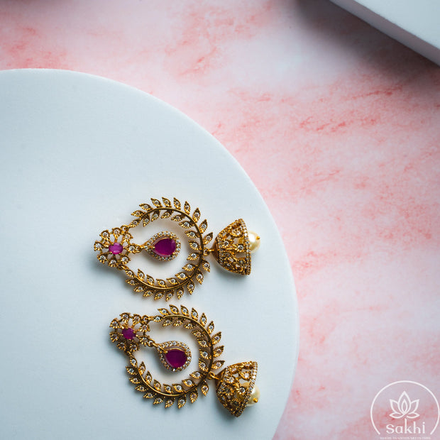 Royal Chandbali Jhumka (Pink)
