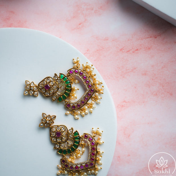 Grand Chandbali with Pearl Drops