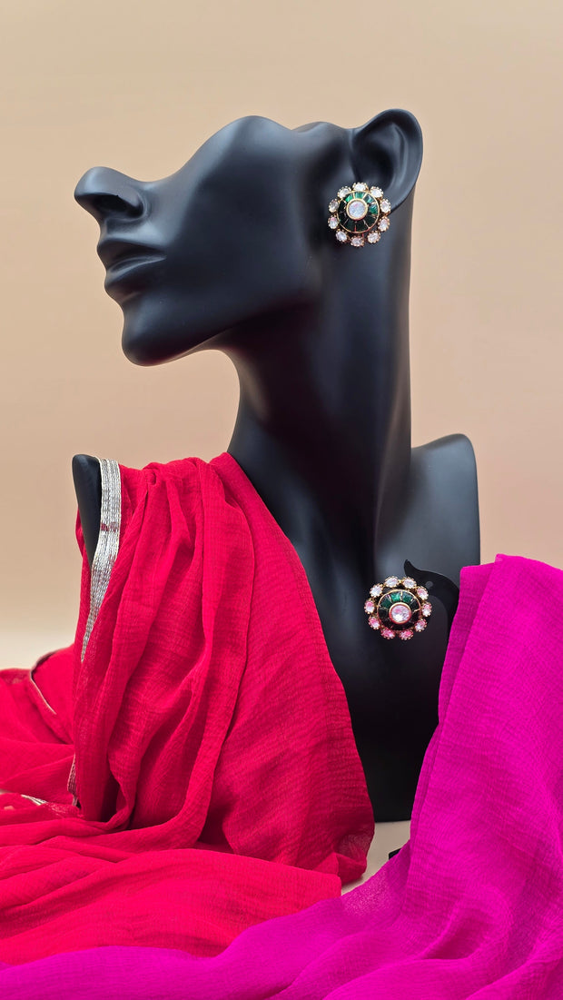 Rajdarbar Jadau Studs (Green)