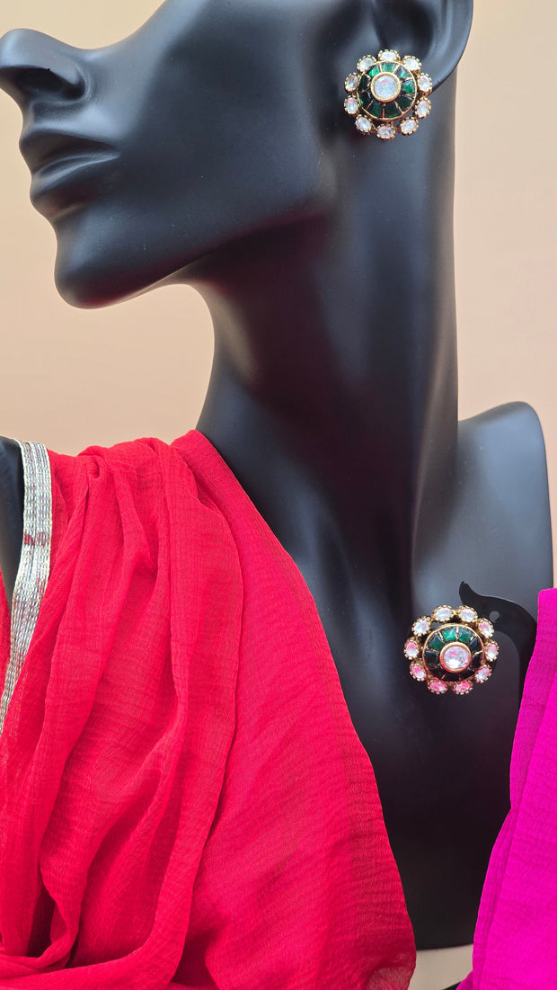 Rajdarbar Jadau Studs (Green)