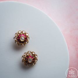 Rajdarbar Jadau Studs (Pink)