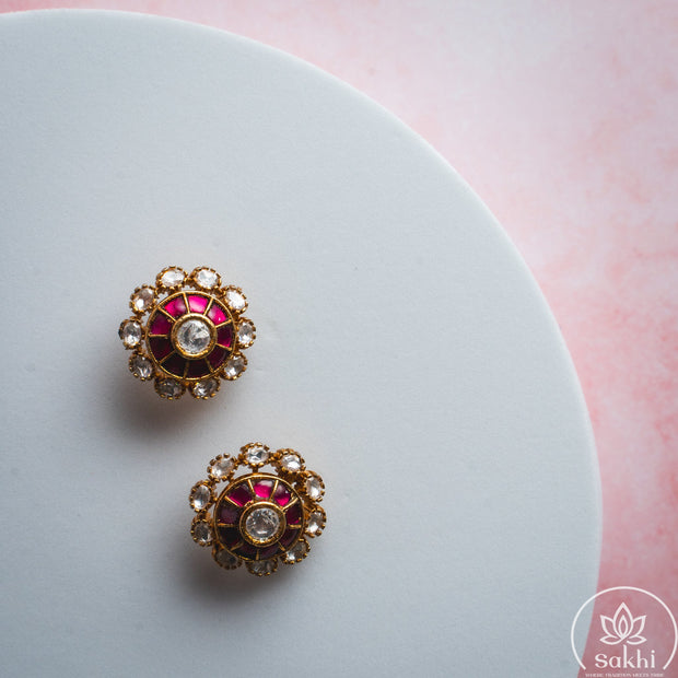 Rajdarbar Jadau Studs (Pink)