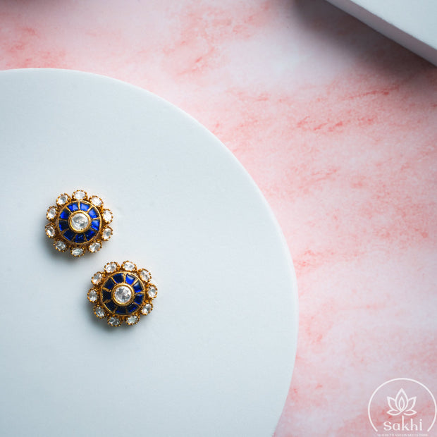 Rajdarbar Jadau Studs (Blue)