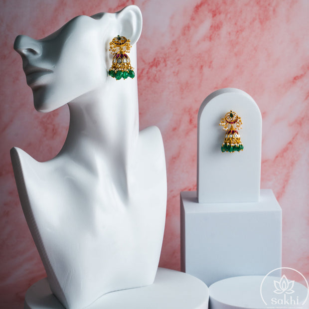 Chandbali top Jadau Kundan Jhumkas