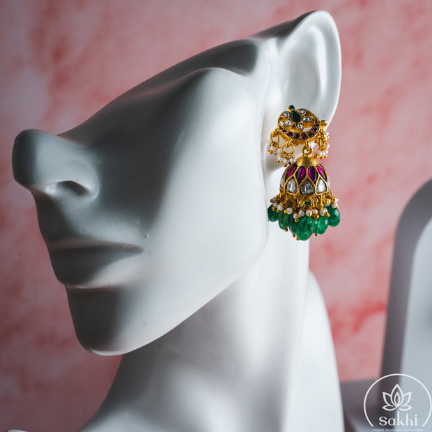 Chandbali top Jadau Kundan Jhumkas