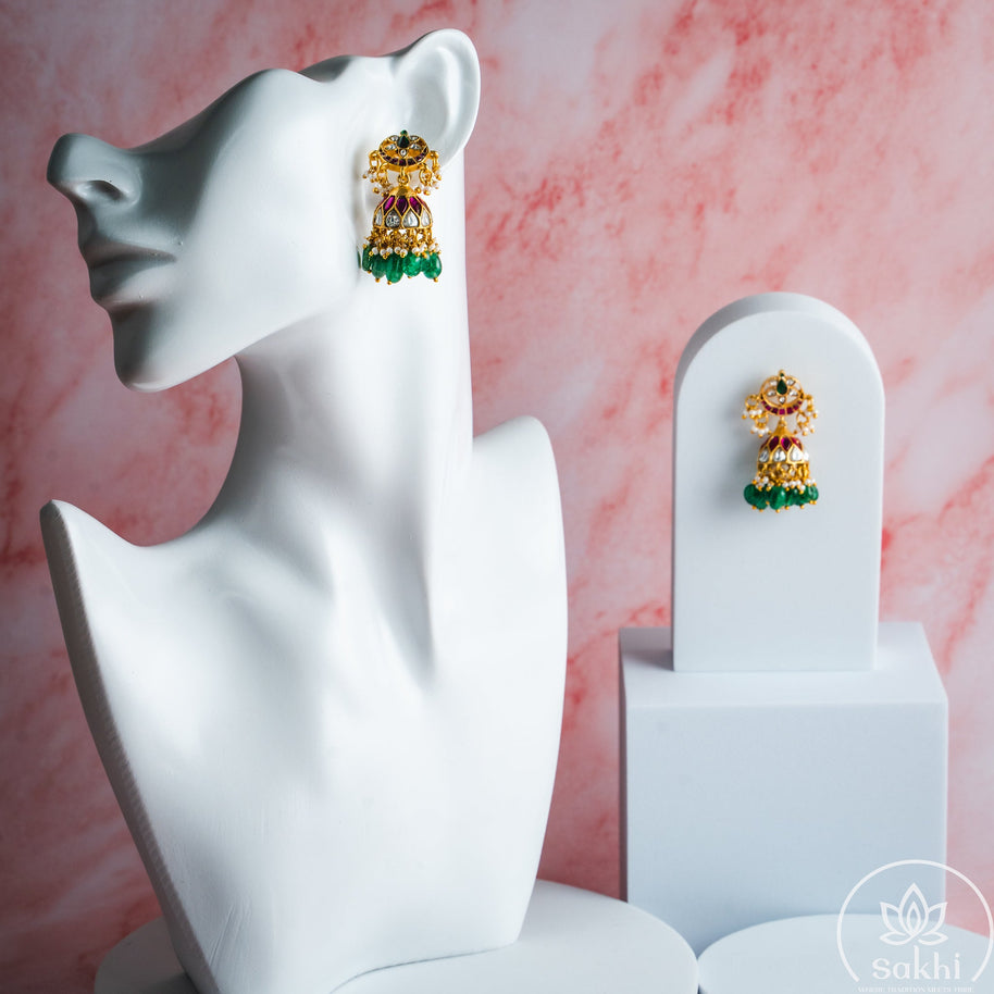 Chandbali top Jadau Kundan Jhumkas