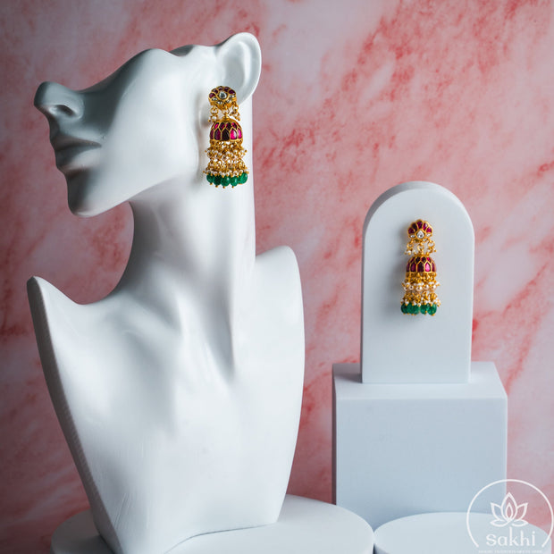 Lotus Top Jadau Kundan Jhumkas