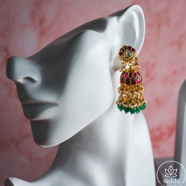 Lotus Top Jadau Kundan Jhumkas