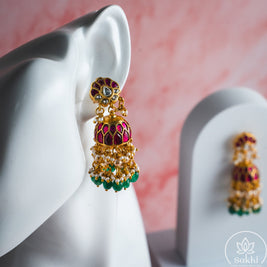 Lotus Top Jadau Kundan Jhumkas
