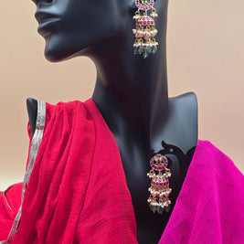 Round Top Jadau Kundan Jhumkas