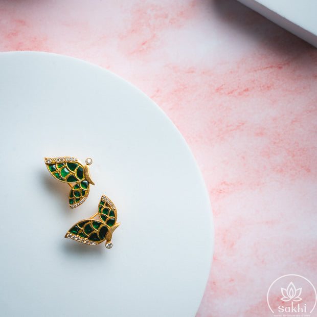 Butterfly Jadau Stud (Green)