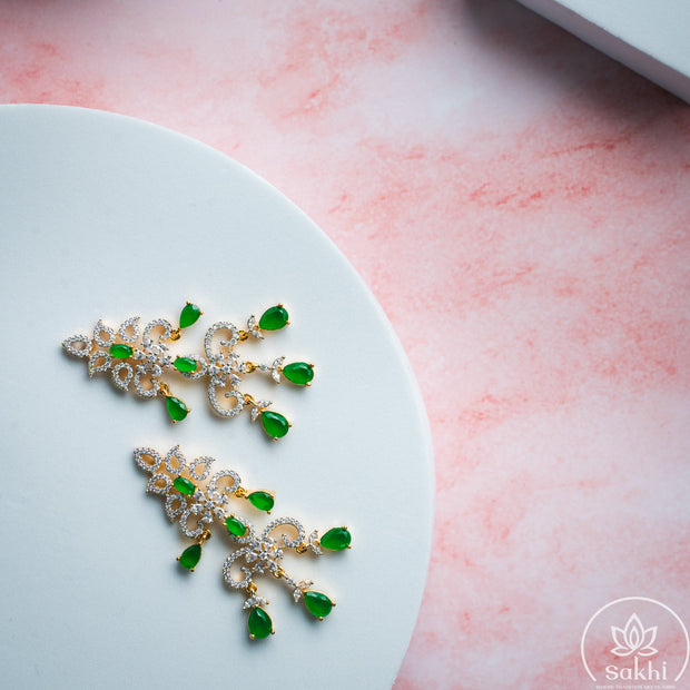 Elegant Drops Earrings (Green)