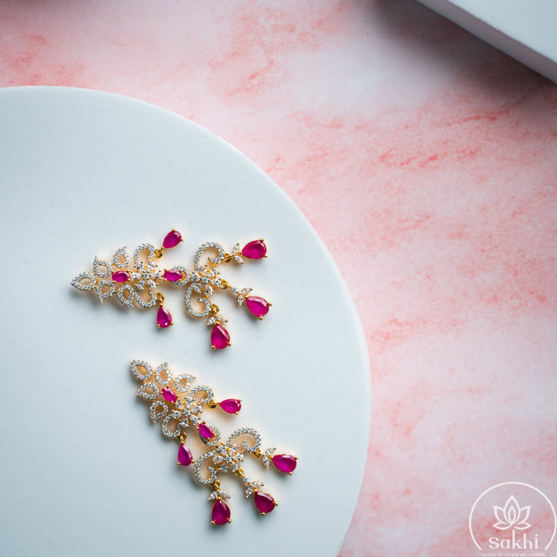 Elegant Drops Earrings (Pink)