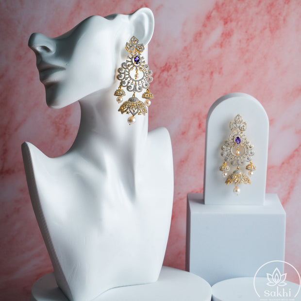 Diamond Chandbali Jhumka (Lavender)