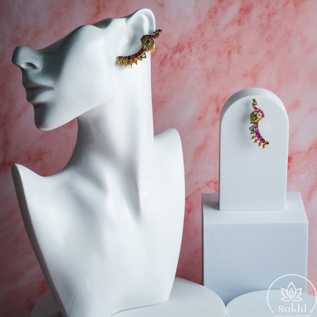 Peacock Pota Stone Earcuffs