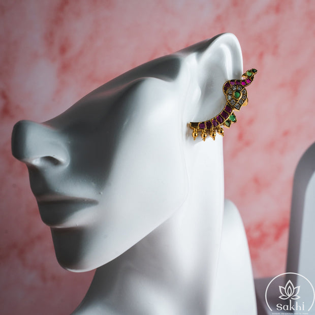 Peacock Pota Stone Earcuffs