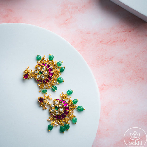 Jadau Kundan Chandbali Earrings