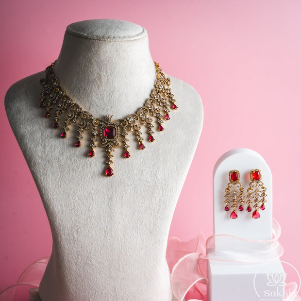 Ruby Drop Necklace Set