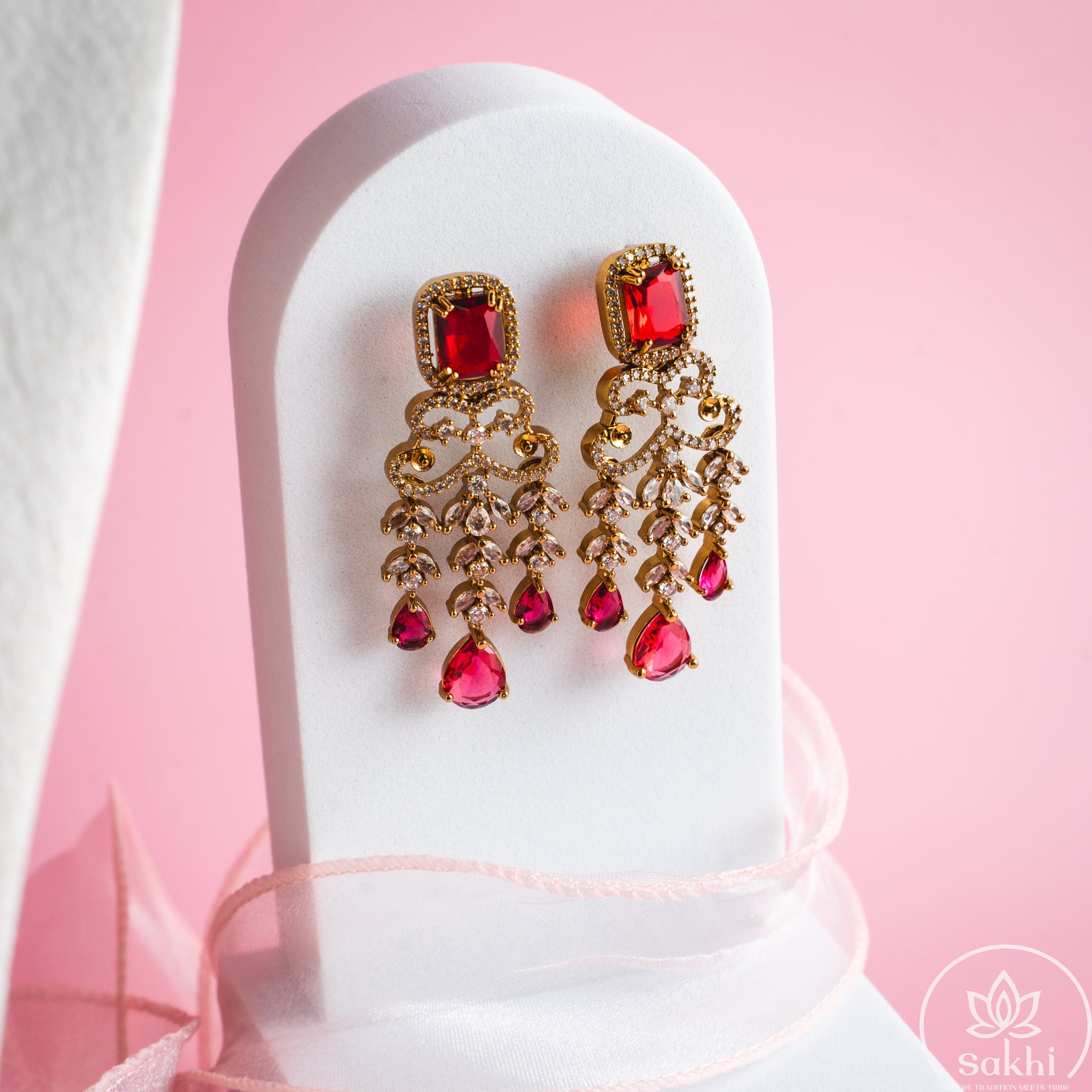 Ruby Drop Necklace Set