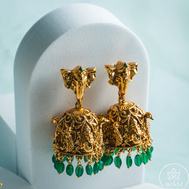 Ganesh Green Beads Necklace Set