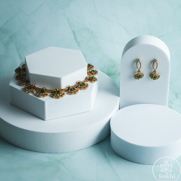 Green Leaf Necklace Set