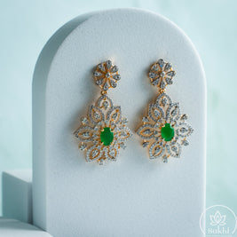 CZ Stone Green Emerald Necklace Set