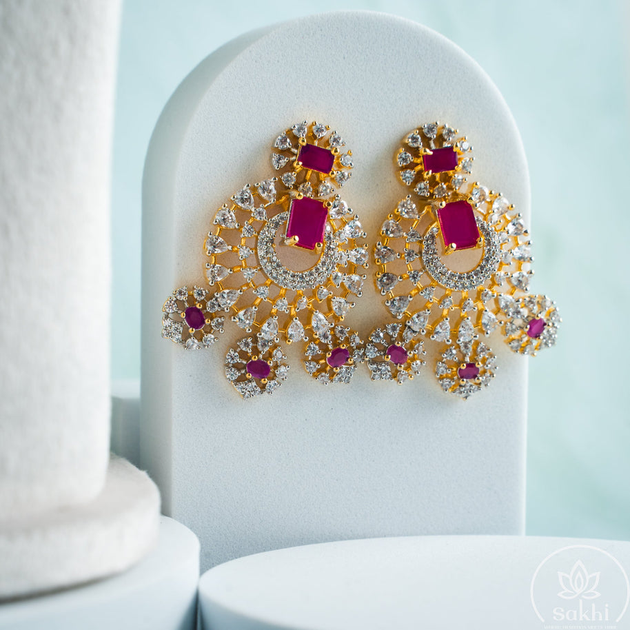 Diamond Finish CZ Ruby Necklace Set
