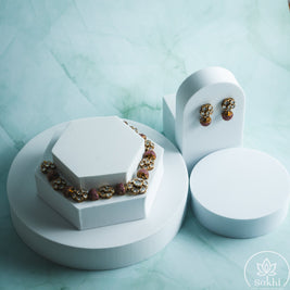 Elegant Kundan Necklace Set (Pink)