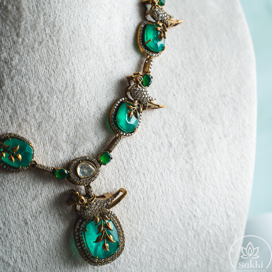 Parrot Green Stone Necklace Set