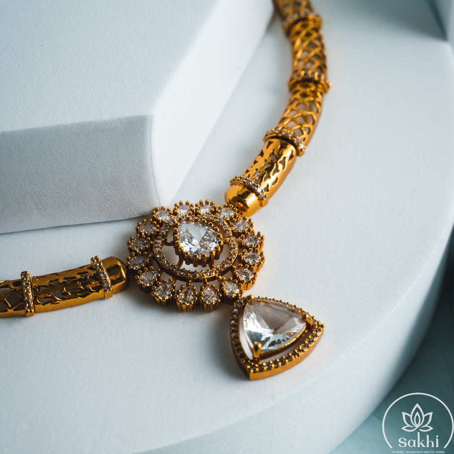 Elegant Stone Necklace Set (White)