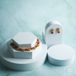 Ruby CZ Stones Necklace Set