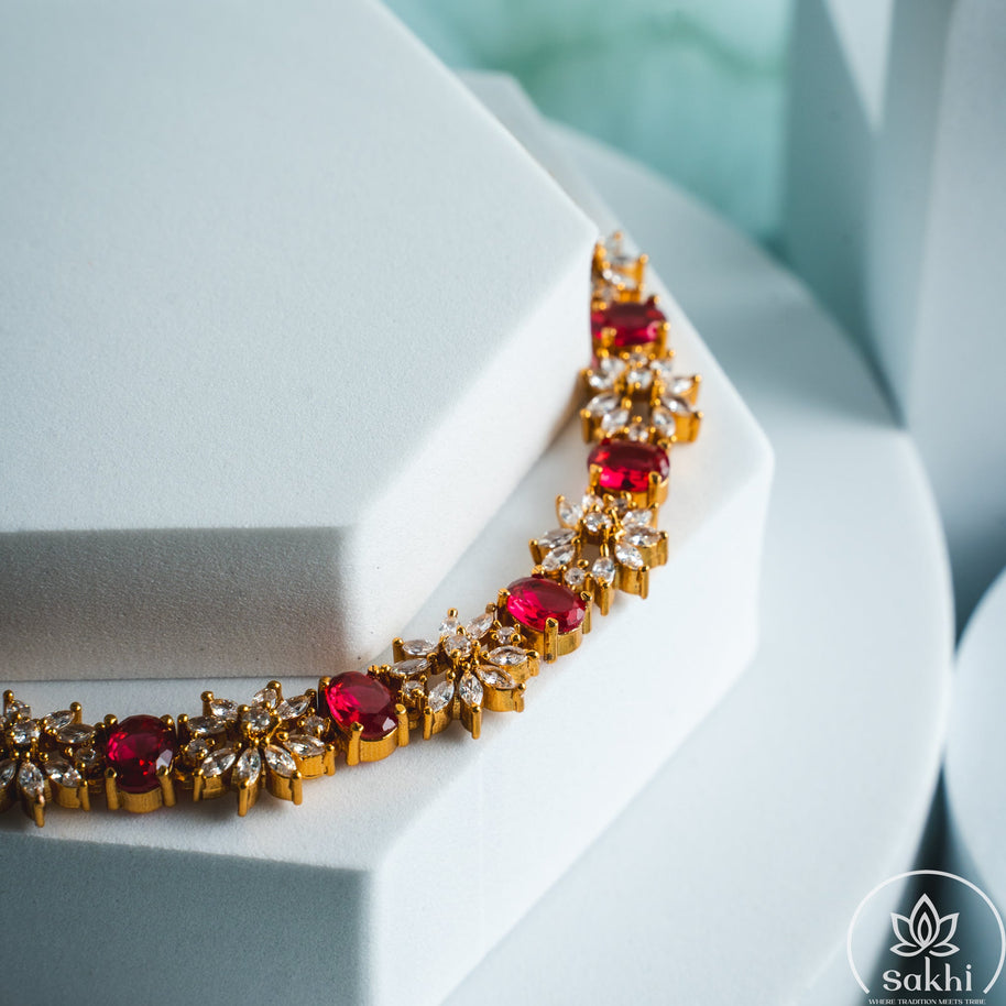 Ruby CZ Stones Necklace Set