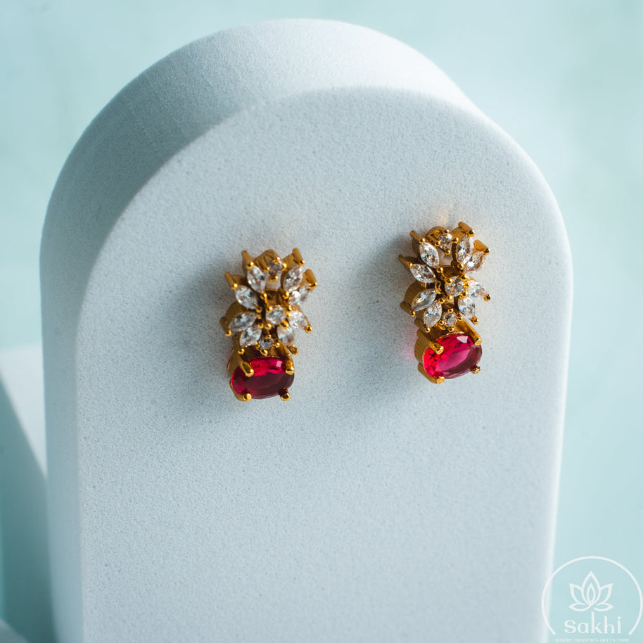 Ruby CZ Stones Necklace Set
