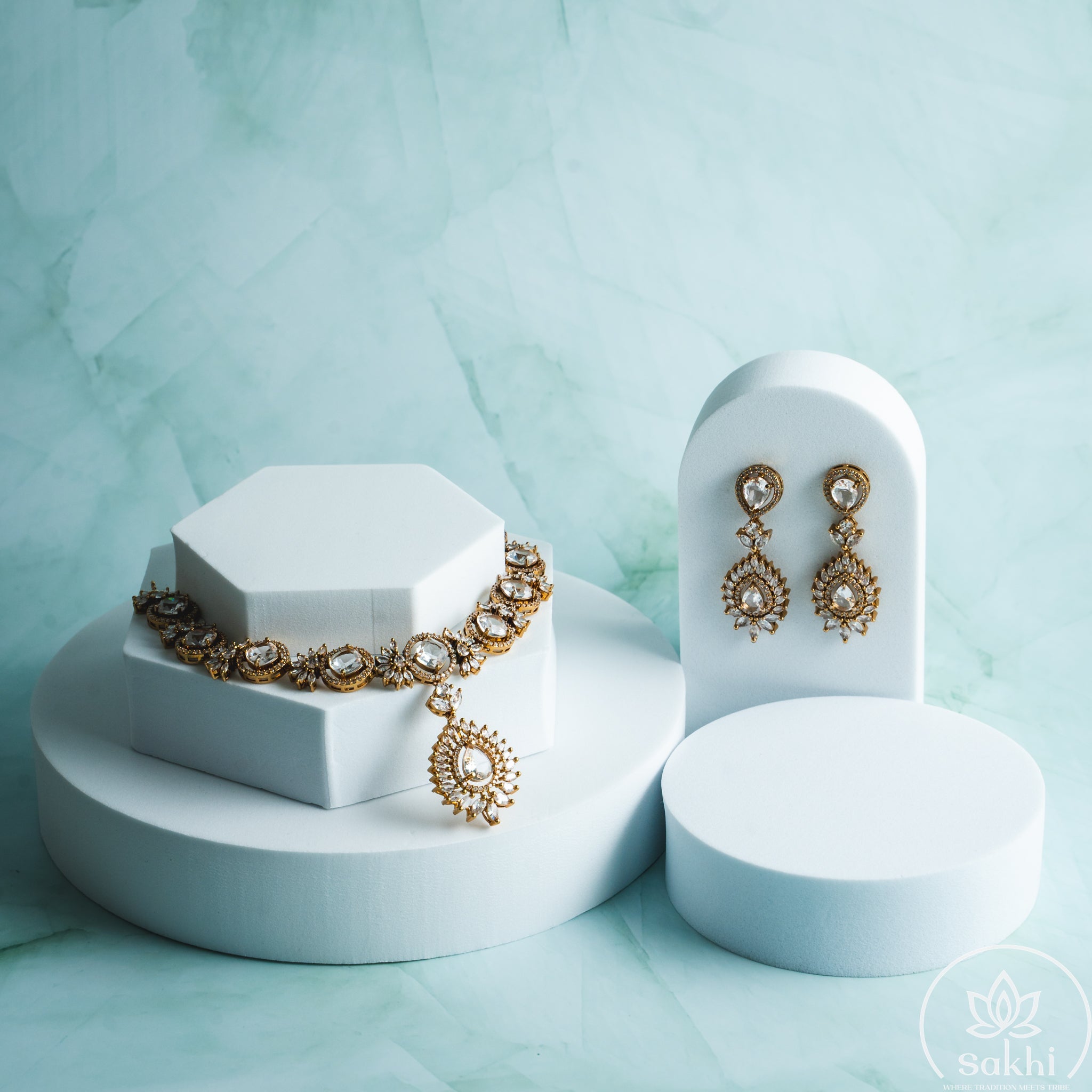 Marquise Stone Necklace Set