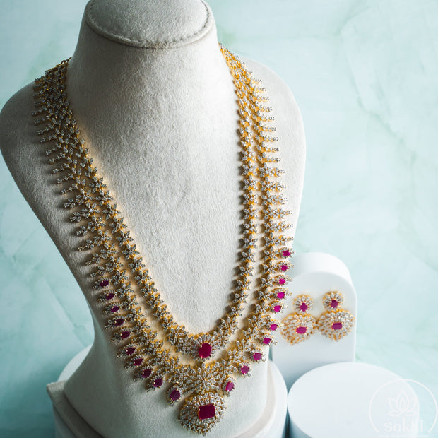 Royal Diamond Ruby Necklace Set